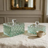 Mint Crystal Boxes — Pair, Rectangular