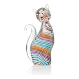 Seated Cat Figurine — Hand-Worked Coloured Crystal · 20.5 cm
