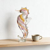 Seahorse Figurine — Hand-Worked Coloured Crystal · 23.5 cm