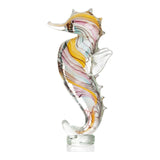 Seahorse Figurine — Hand-Worked Coloured Crystal · 23.5 cm