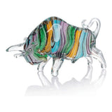 Bull Figurine — Hand-Worked Coloured Crystal · 23×11.5 cm