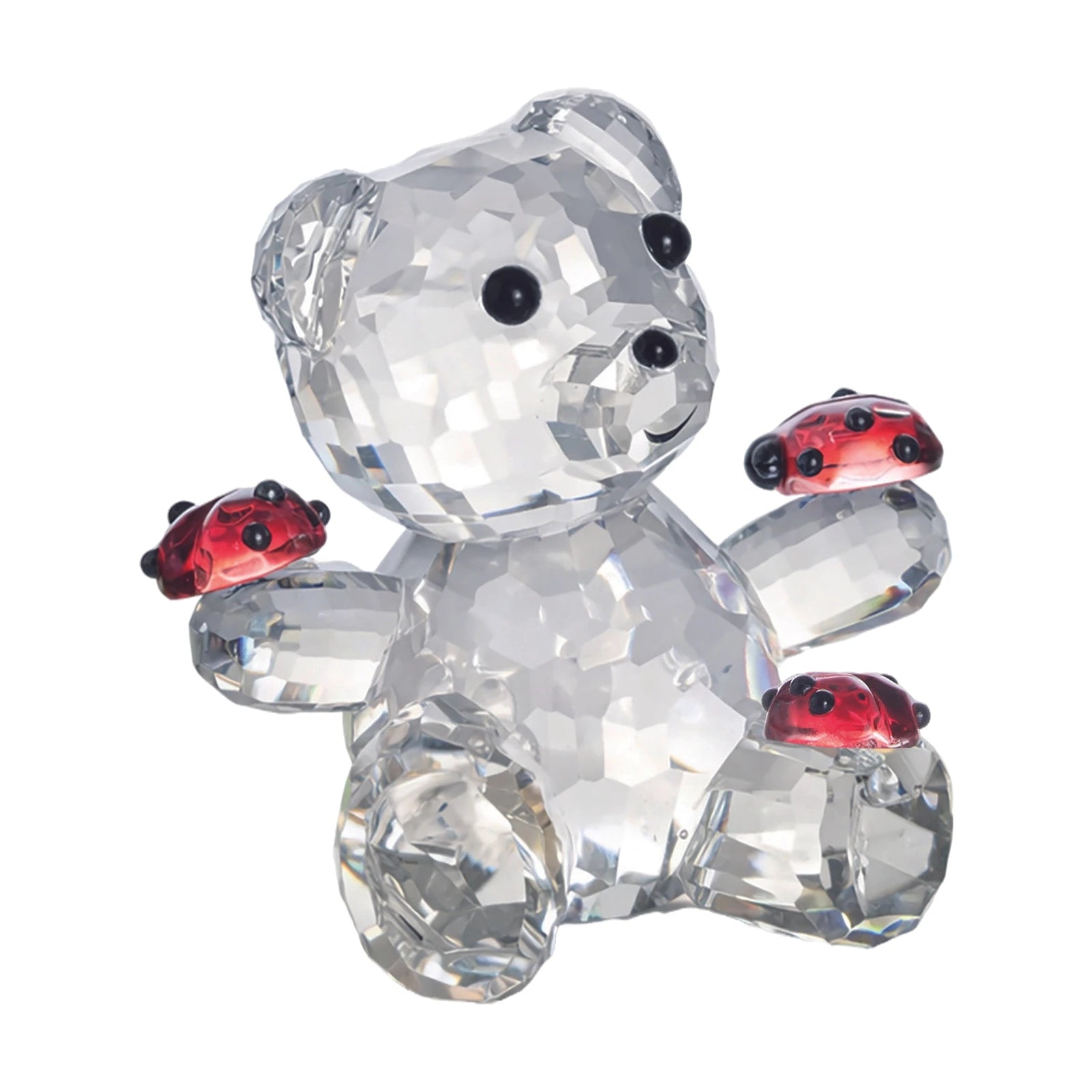 Teddy Bear with Ladybirds — Crystal · 11.5×9.5×10 cm