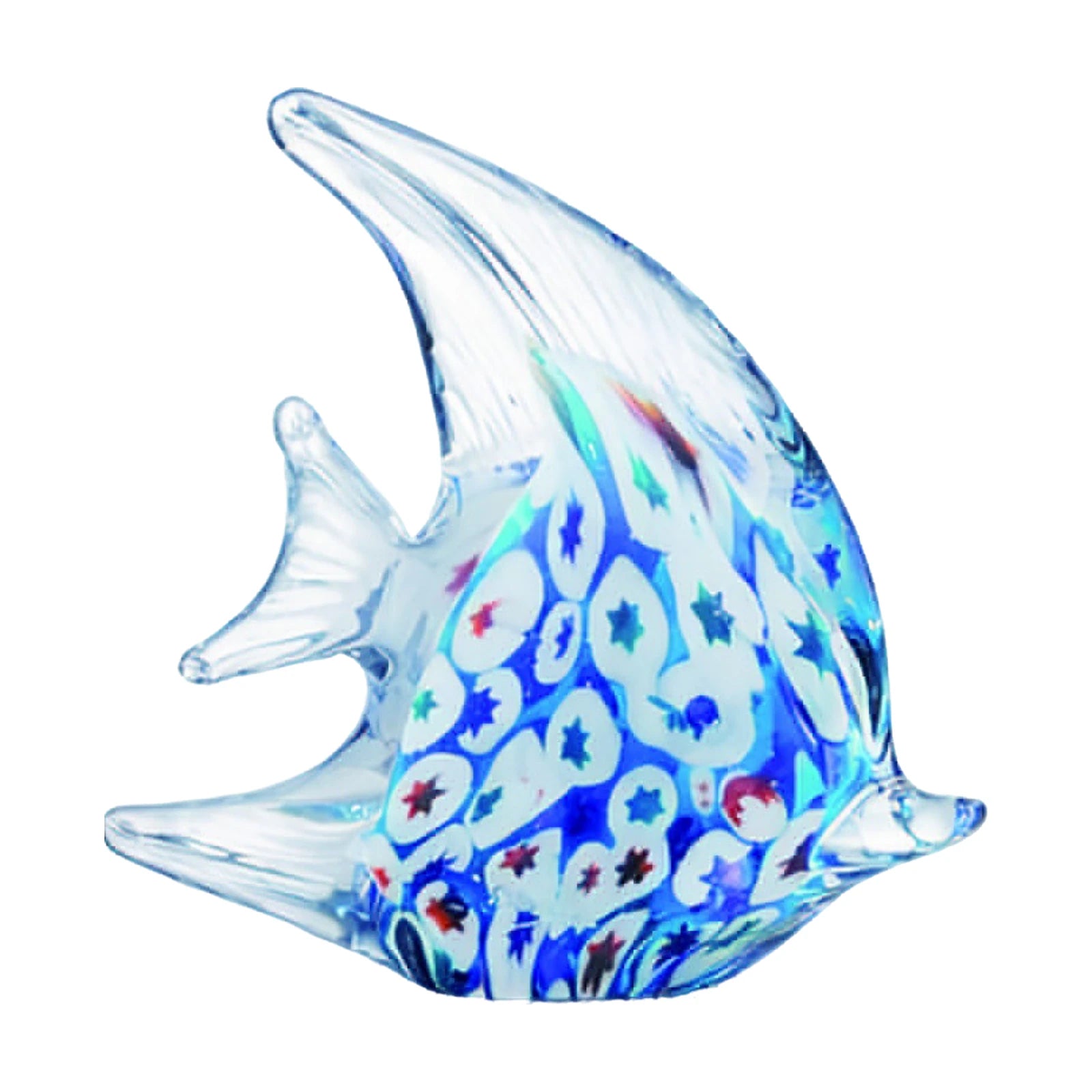 Angelfish Figurine — Murrine Coloured Crystal · 12×3.5×12.5 cm