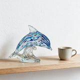Dolphin Figurine — Murrine Coloured Crystal · 12.5×7×8 cm
