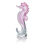 Pink Seahorse Figurine — Hand-Worked Crystal · 9.5×6×21.5 cm