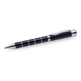 Ribbed Ballpoint Pen — Black and Chrome