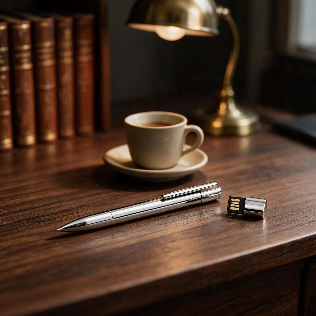 Ballpoint Pen with 16 GB USB — Black and Chrome