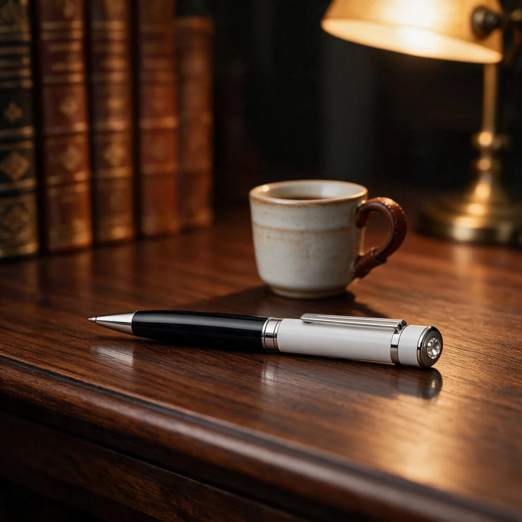 Rhodium-Plated Pen with Crystal