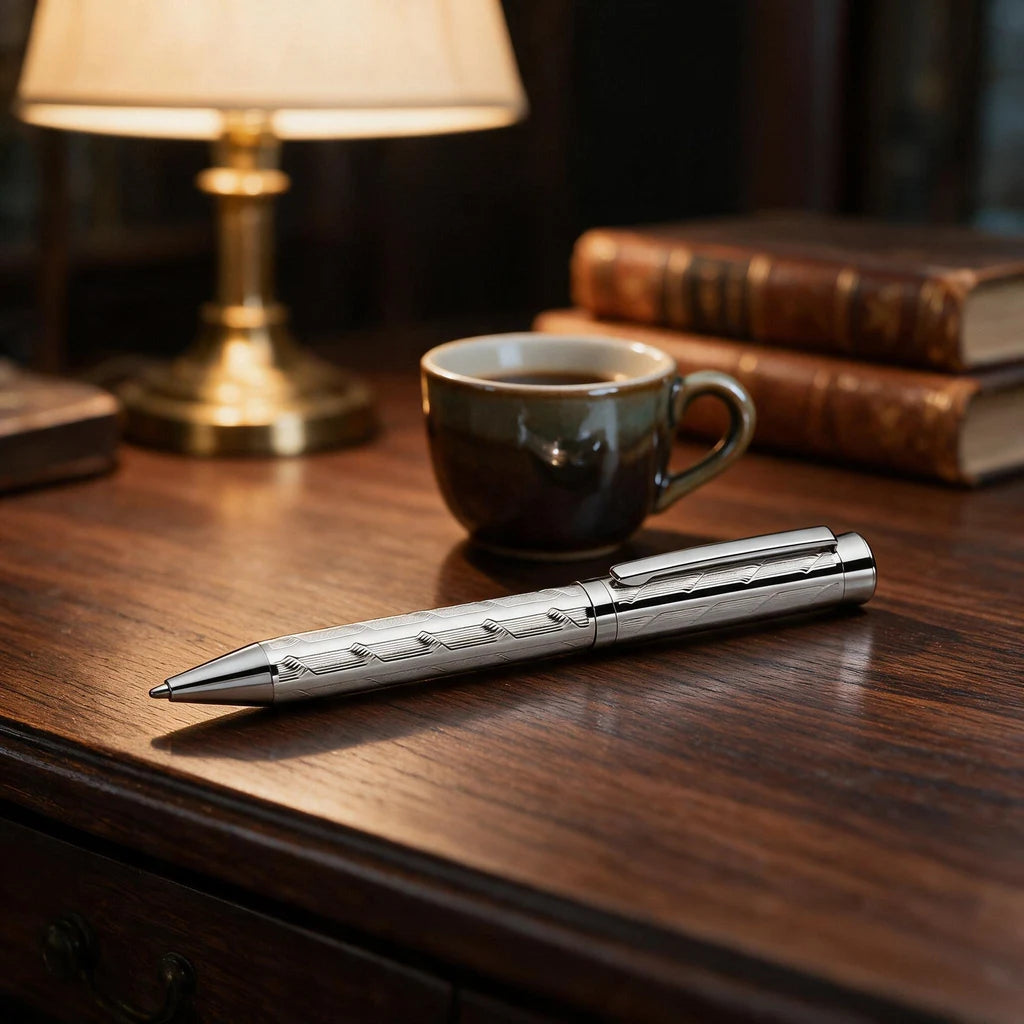 Chrome Ballpoint Pen — Grooved