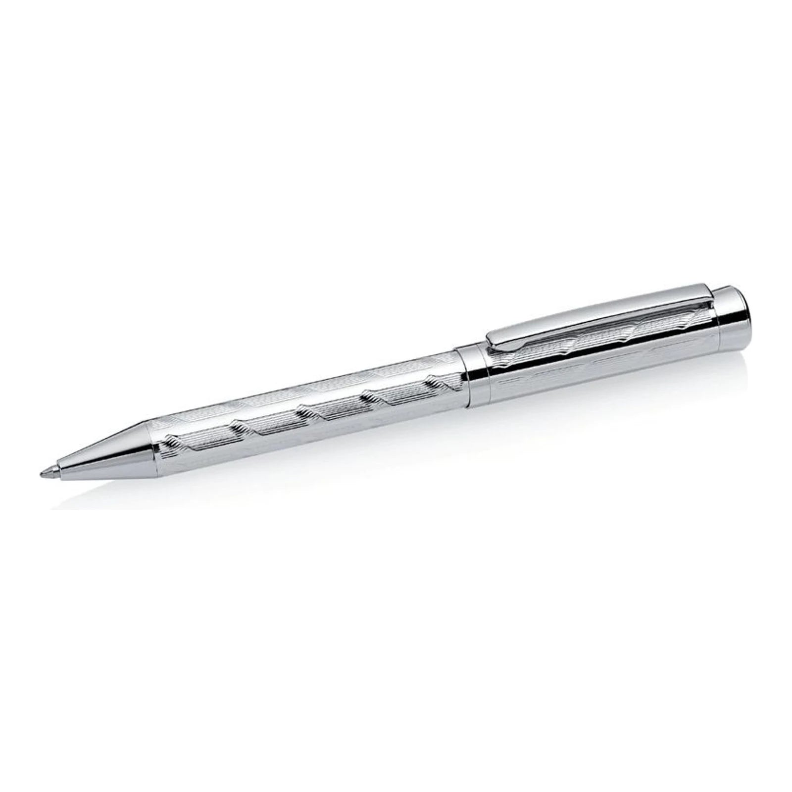 Chrome Ballpoint Pen — Grooved