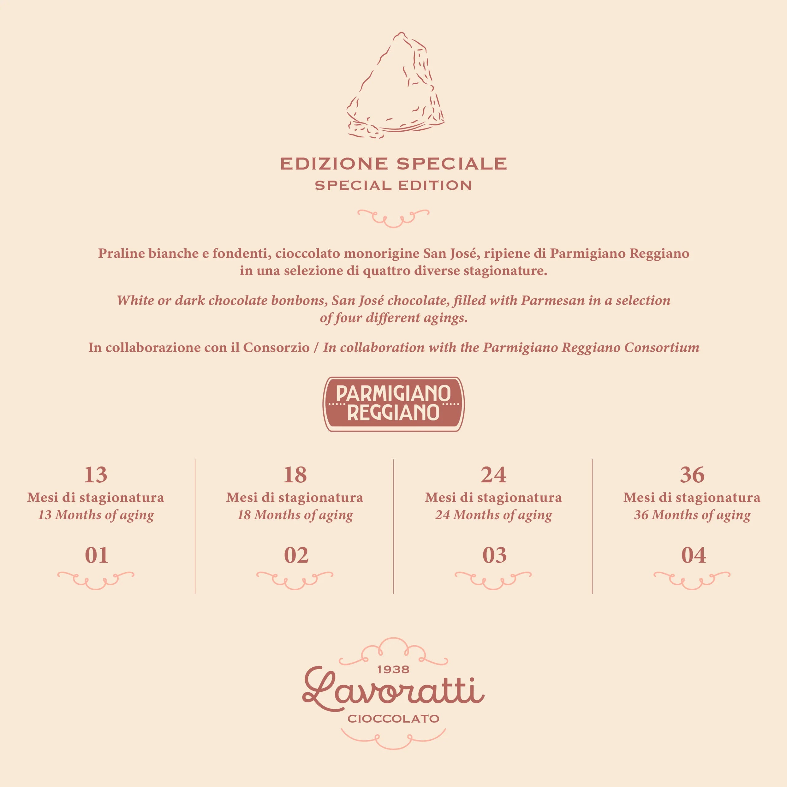 علبة بونبون (8 قطعة) بنكهة جبن بارميزان ريجيانو – 80 جم