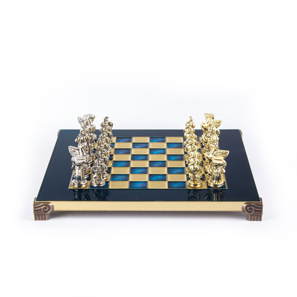 Luxury Blue & Gold Metal Chess Set by Manopoulos - Additional View