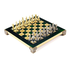 Luxury Green & Gold Metal Chess Set