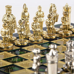 Luxury Green & Gold Metal Chess Set