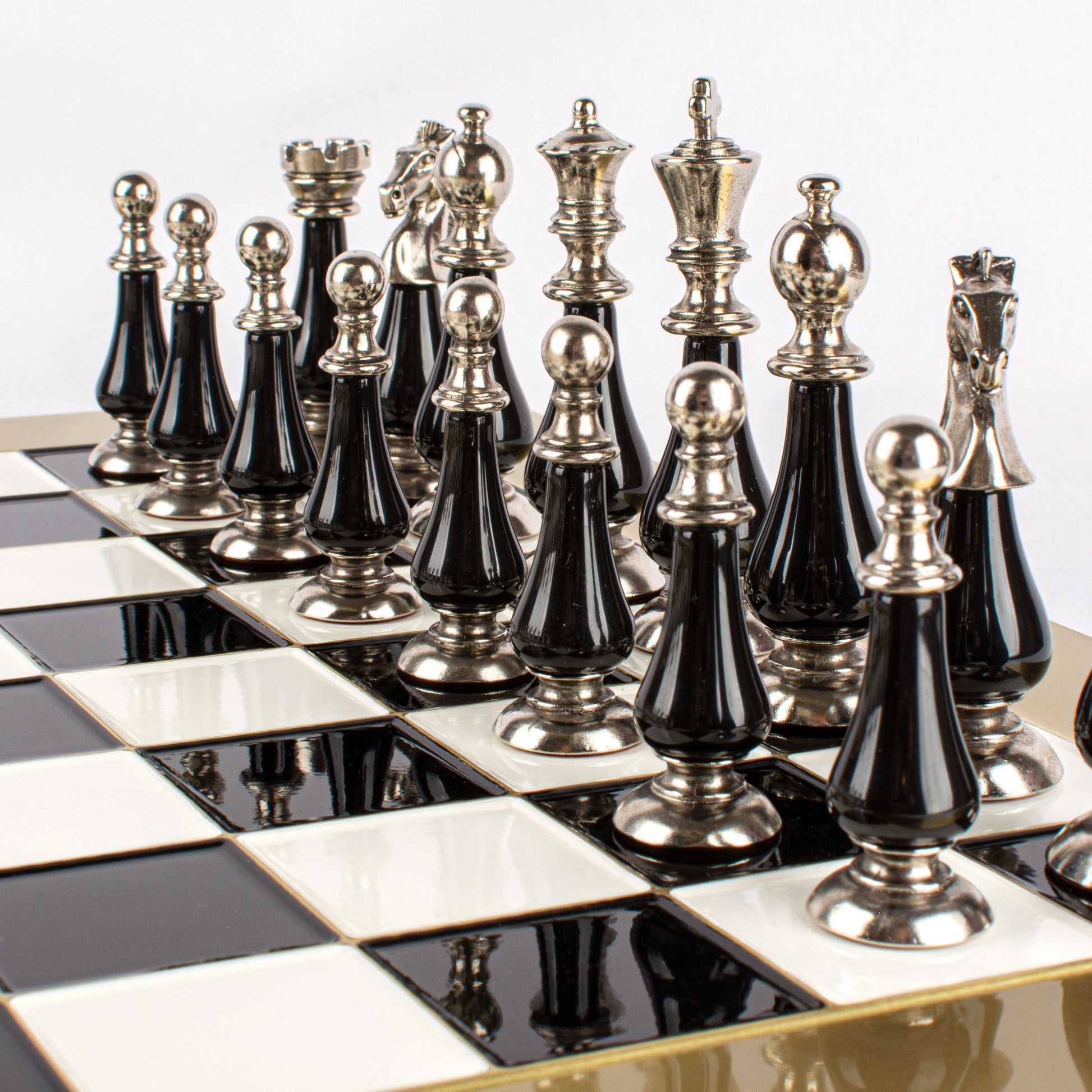 Luxury Black & Gold Metal Chess Set