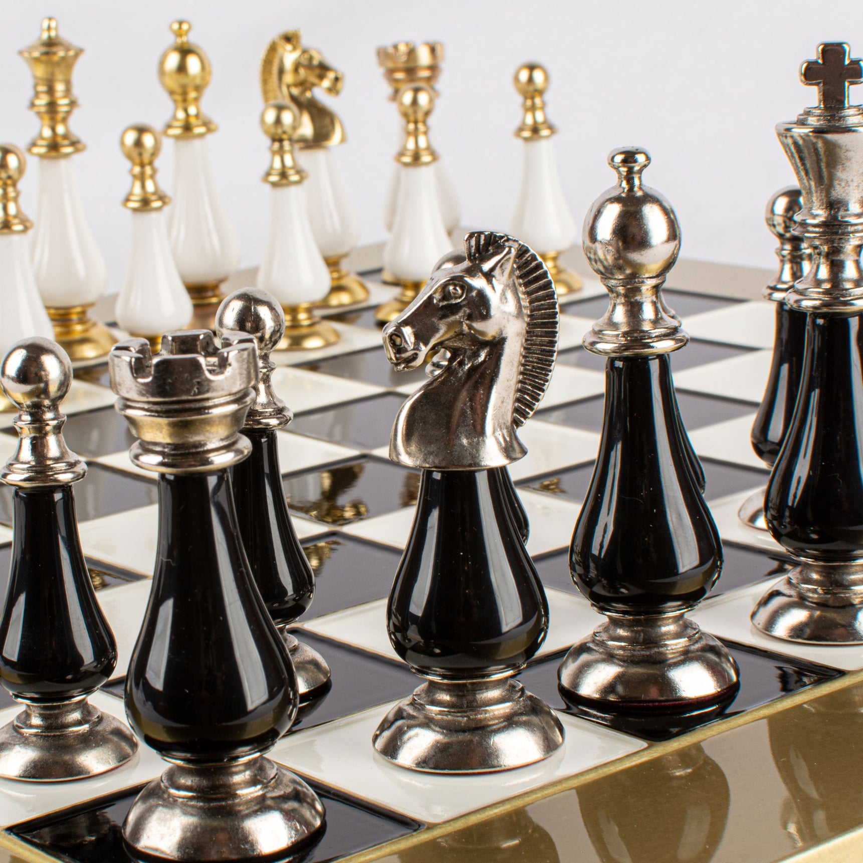 Luxury Black & Gold Metal Chess Set