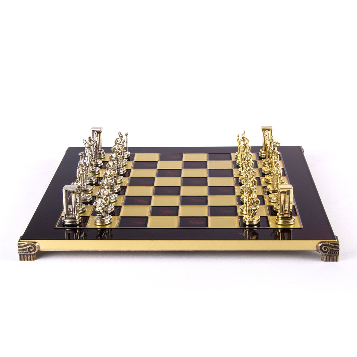 Luxury Red & Gold Metal Chess Set