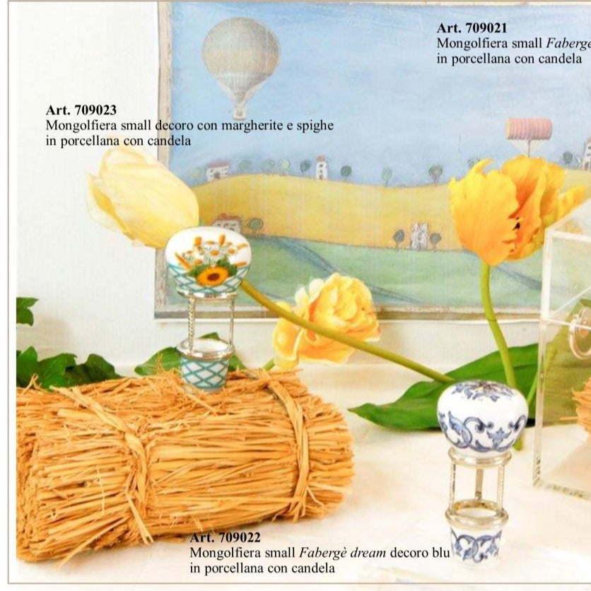 SMALL hot air balloon "FABERGE DREAM" DAISIES AND EARS OF WHEAT DECOR by Royal Family - Alternate Angle