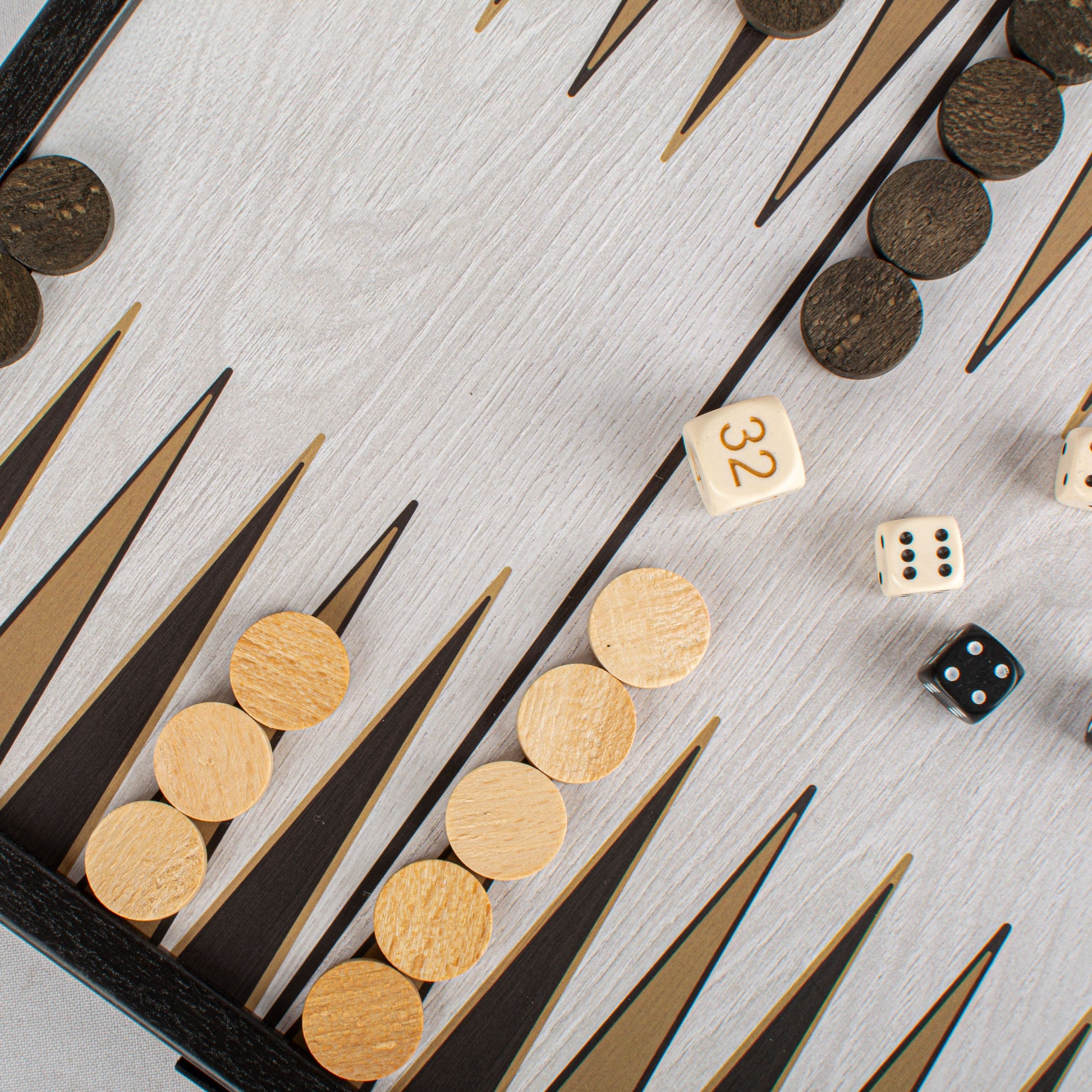 Modern 2-in-1 Combo Game Set - Chess & Backgammon in Black Wenge Wooden Case (Small) by Manopoulos - Close-up
