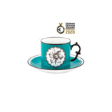 Herbariae peacock-blue tea cup and saucer by Christian Lacroix for Vista Alegre