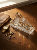 22K Gold crystal sculpture styled on a desk