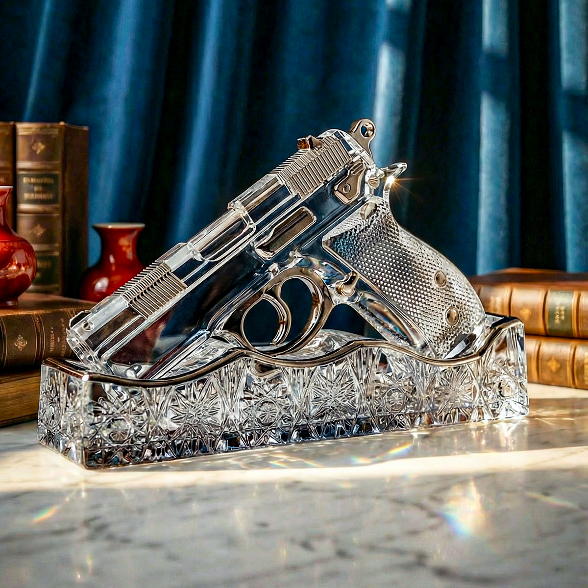 Signature Engraved Platinum crystal sculpture — Bohemia Royal Crystal
