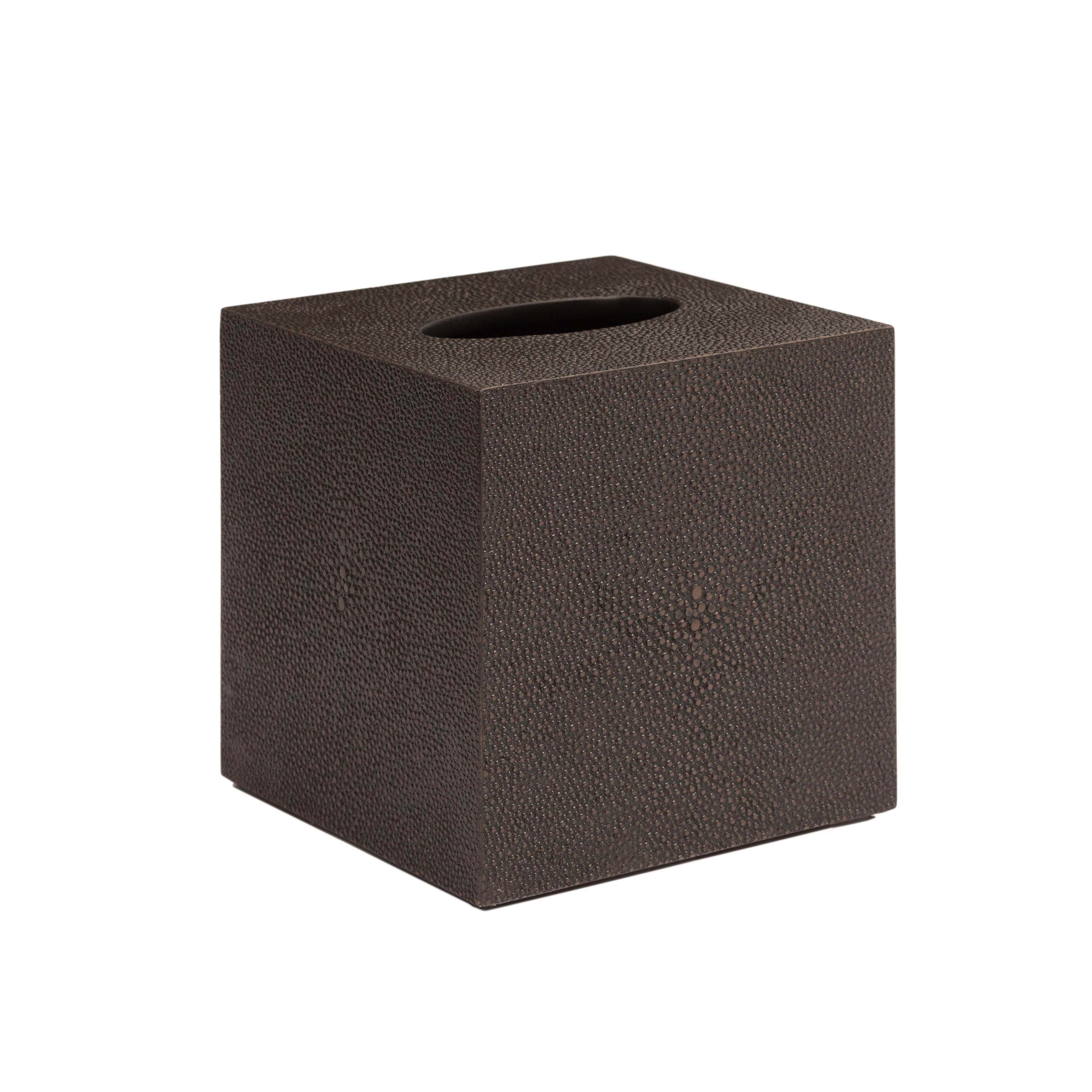 صندوق مناديل مربع فاخر "تشيلسي" – جلد ساجرين شوكولاتة