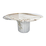 Cardosas Round Dining Table, Estremoz Marble and Limoges Porcelain — Alma De Luce
