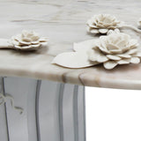 Cardosas Round Dining Table, Estremoz Marble and Limoges Porcelain — Alma De Luce