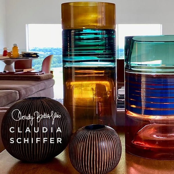 Cloudy Butterflies Large Vase – Designed by Claudia Schiffer, Gradient Art Glass by Vista Alegre - Main View