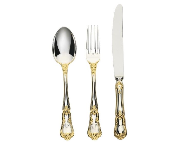 Barocco - cutlery 3 piece set partially gilded