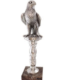 Silver Falcon on Pedestal Sculpture by Anglada Esculturas - Alternate Angle