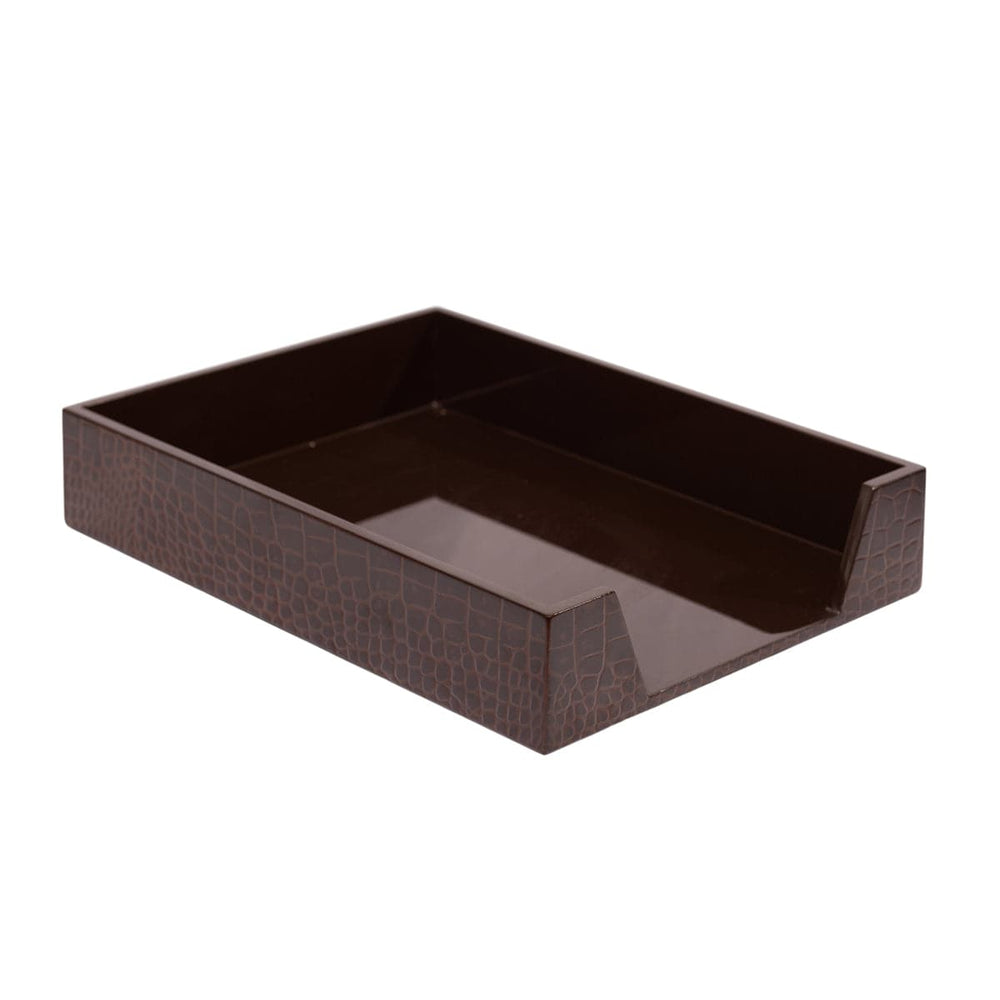 Brown rectangular tray on a white background