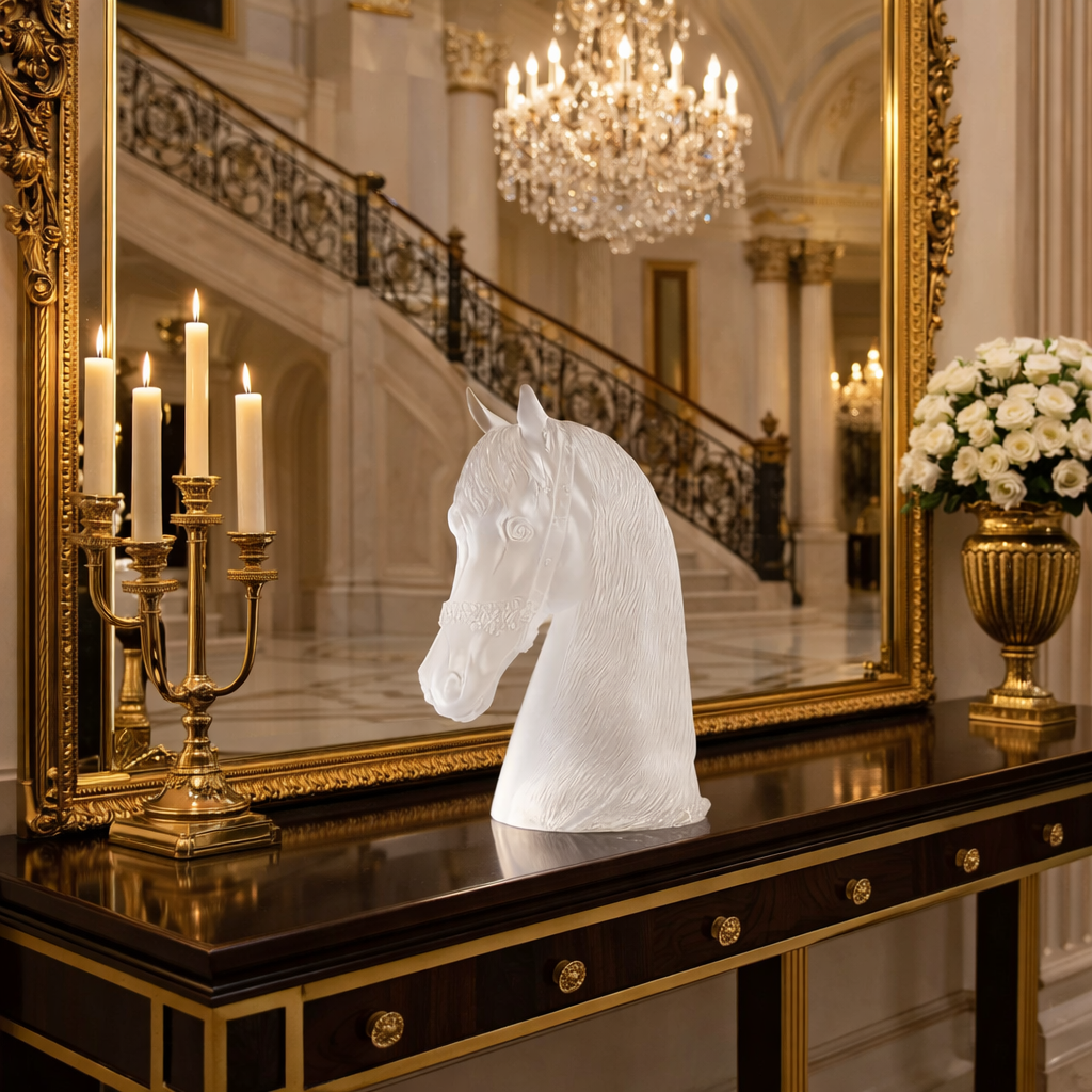 Crystal Clear Horse Head Sculpture