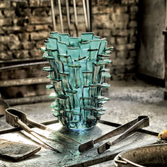 Ritagli Vase — Iridescent Green & Aquamarine