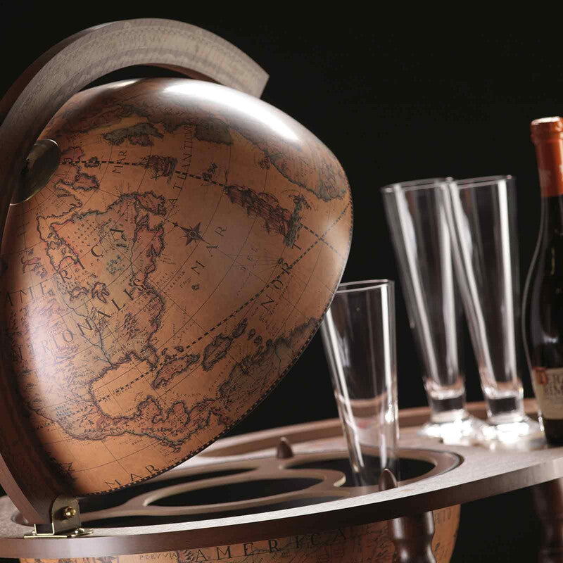 Giasone Trolley Globe – 16th Century Map – Serving Tray & Drinks Cabinet on Wheels by Zoffoli - Lifestyle View