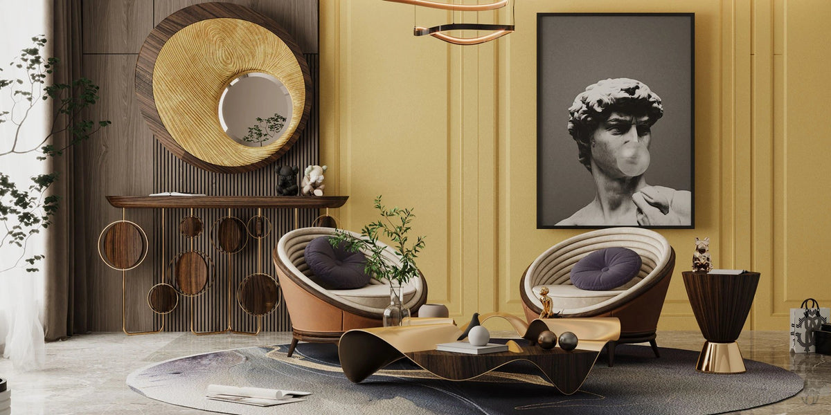 Goathi Stool in American Walnut with Brass-Tone Frame, 51 cm | Alma De Luce