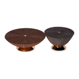 Goathi Coffee Table, Black Walnut and Brass-Tone Base — Alma De Luce