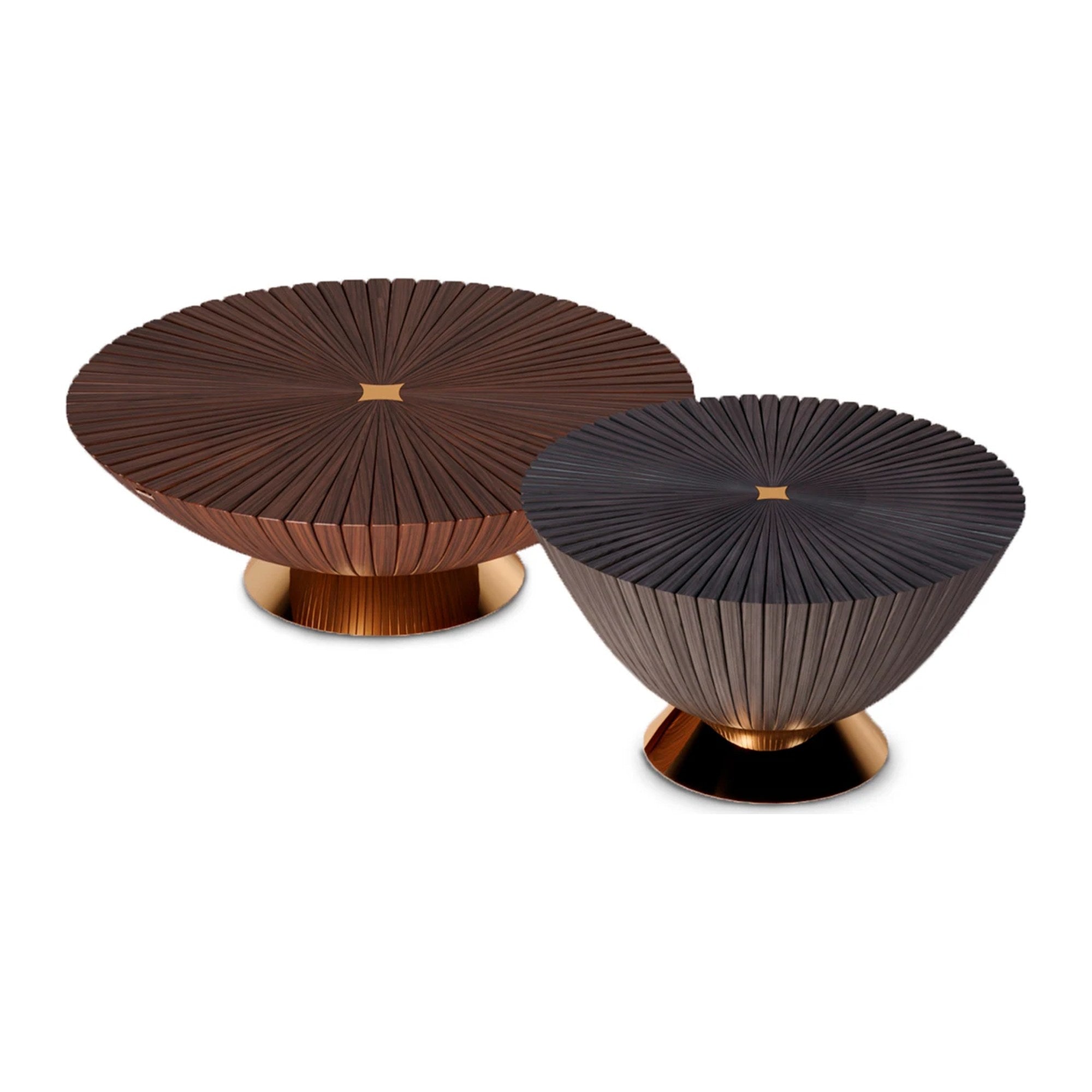 Goathi Coffee Table, Black Walnut and Brass-Tone Base — Alma De Luce