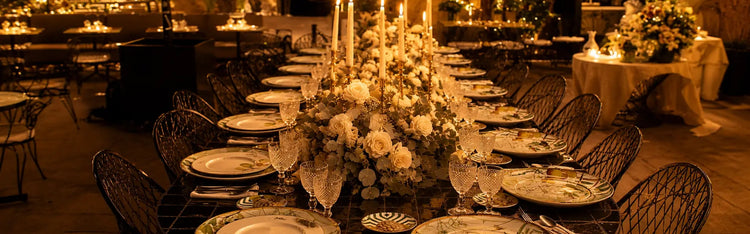 Long banquet table with candelabras