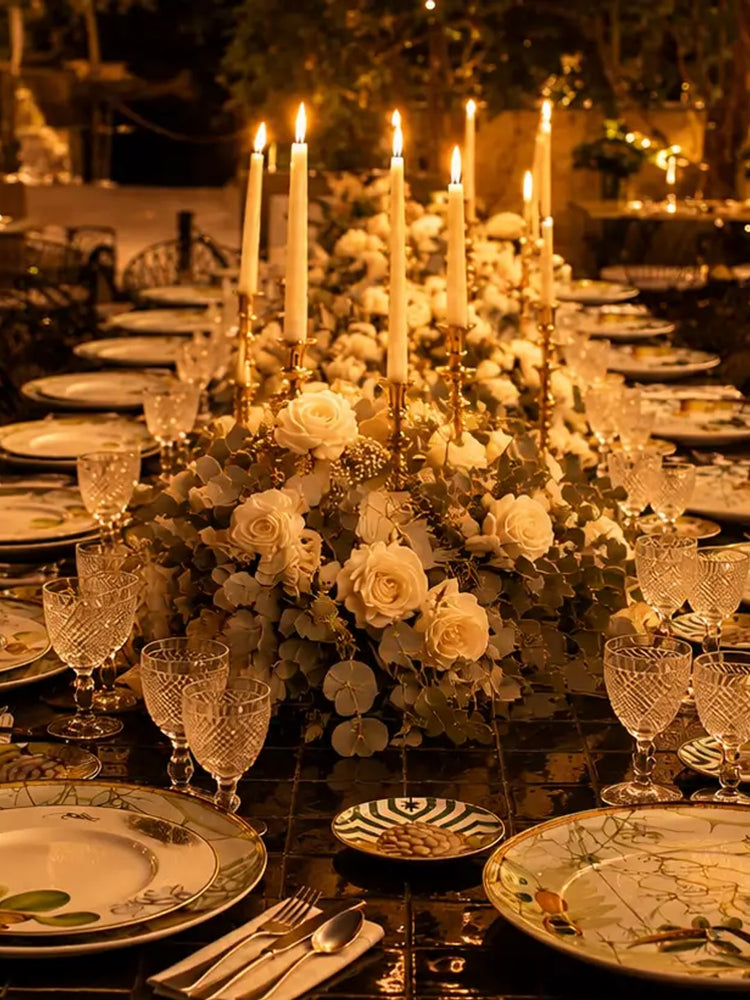 Long banquet table with candelabras
