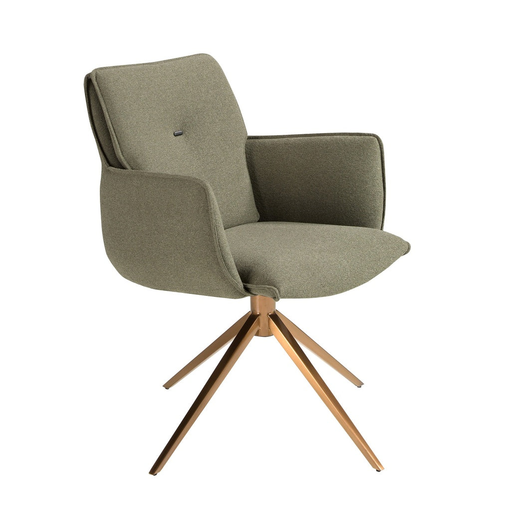 Olive green fabric swivel chair