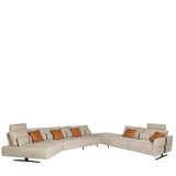 Left-hand modular chaise longue sofa in sand fabric