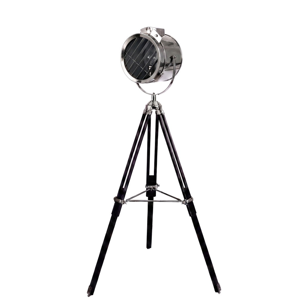 Chrome steel and black steel floor lamp