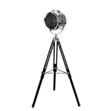 Chrome steel and black steel floor lamp
