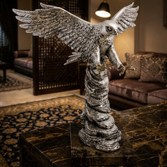 Silver Falcon Landing – Luxurious Artistic Sculpture by Anglada Esculturas - Close-up