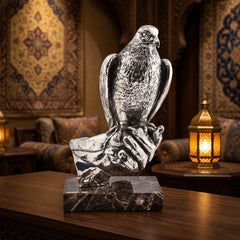Silver Falcon on Hand – Elegant Artistic Sculpture by Anglada Esculturas - Close-up