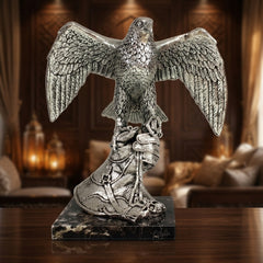 Silver Falcon with Spread Wings on Hand – Luxurious Artistic Sculpture by Anglada Esculturas - Alternate Angle