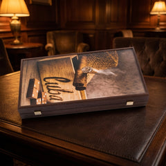 Handcrafted Robusto Cigar Backgammon Set by Manopoulos - Alternate Angle