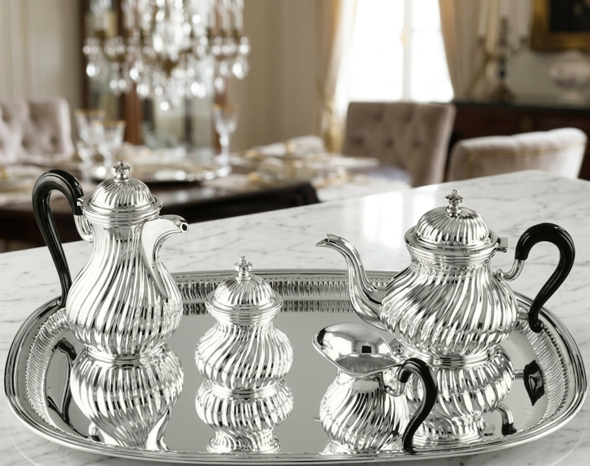 Argenti d'arte - chiselled coffee set for 6 by Schiavon - Main View